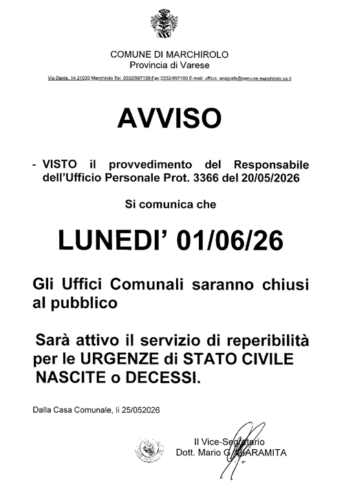 Chiusura Uffici Comunali